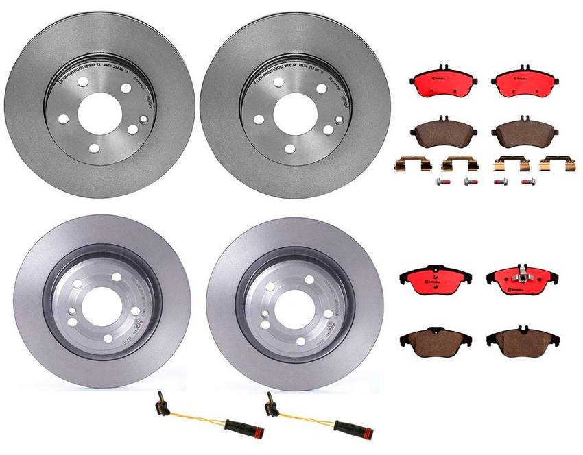 Mercedes Brakes Kit - Pads & Rotors Front and Rear (295mm/300mm) (Ceramic) 2124211312 - Brembo 1630972KIT